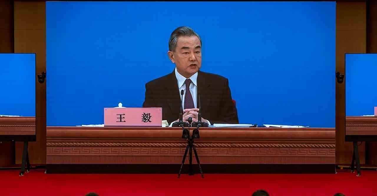 Communist China's Top Foreign Policy Official Mr. Wang Yi speaking in Beijing, on July 19, 2022.