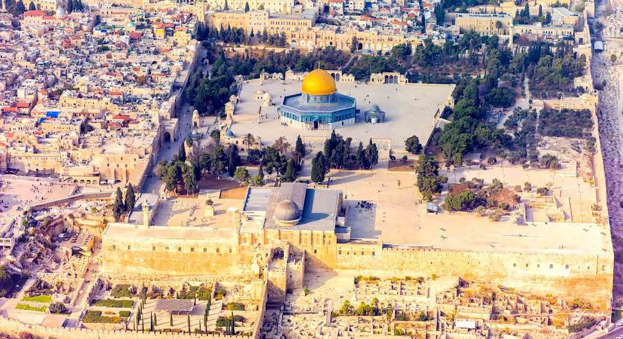 An aerial view of Jerusalem Temple Mount.