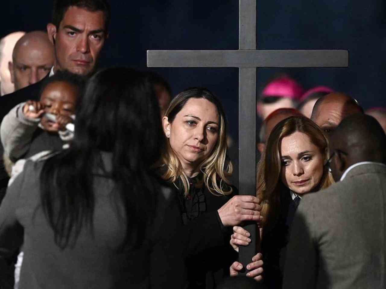 Ukrainian and Russian women at the Via Crucis at the Colosseum on April 15, 2022.