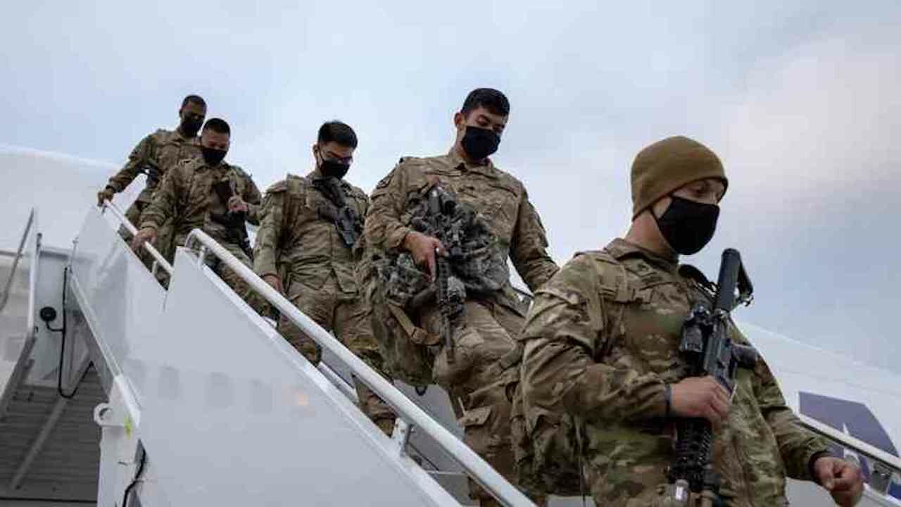 US soldiers arrival to New York in December 2020 after completion of the Afghanistan mission.
