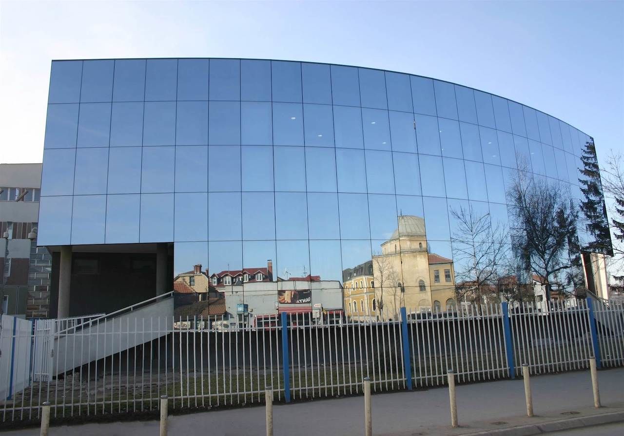 The Parliament building of the Republic of Kosovo in the capital of Prishtina.