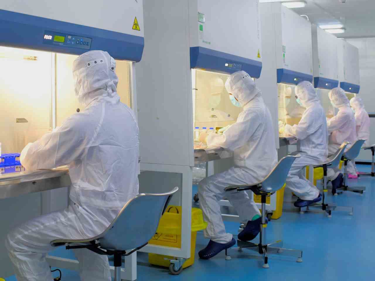 The scientists are preparing a stem cell-based regeneration treatment in the stem cell lab.