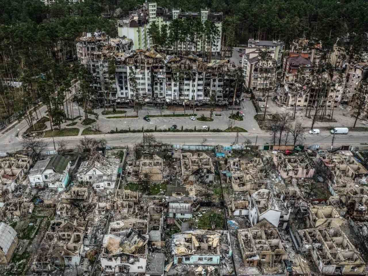 Irpen, a town nearby Kyiv, Ukraine, destroyed by the Russian army.