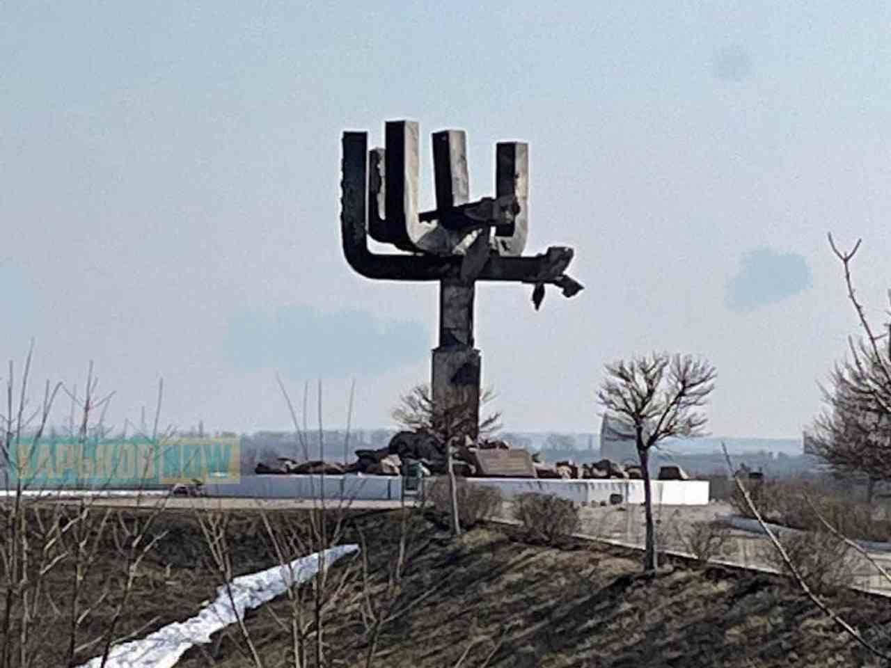 Kharkiv. Drobitsky Yar Holocaust Memorial damaged by Russian bombs.