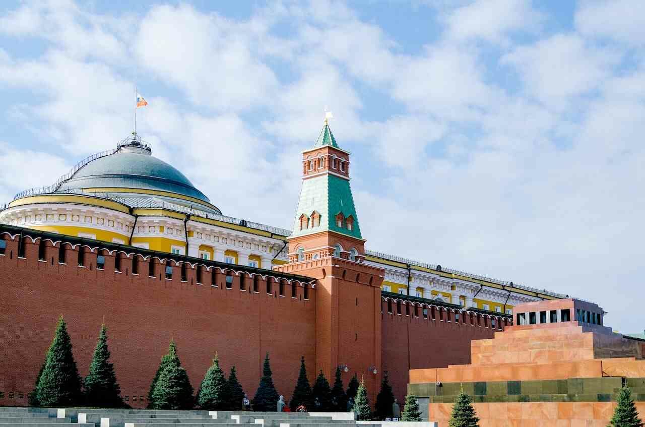 Kremlin walls. Lenin Mausoleum on Red Square in Moscow.