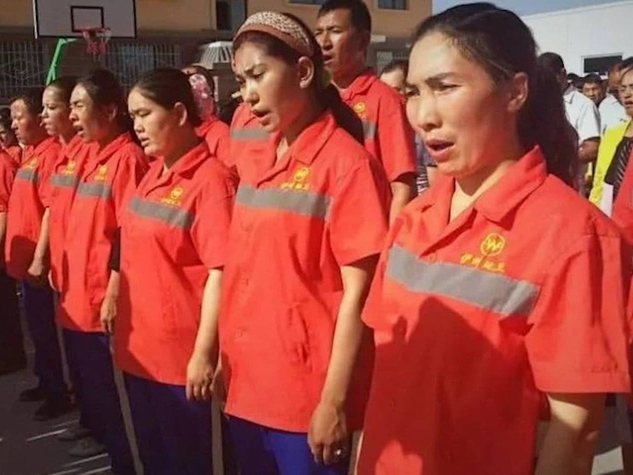 Uyghur female political (non-criminal) prisoners in a concentration camp in Xinjiang.