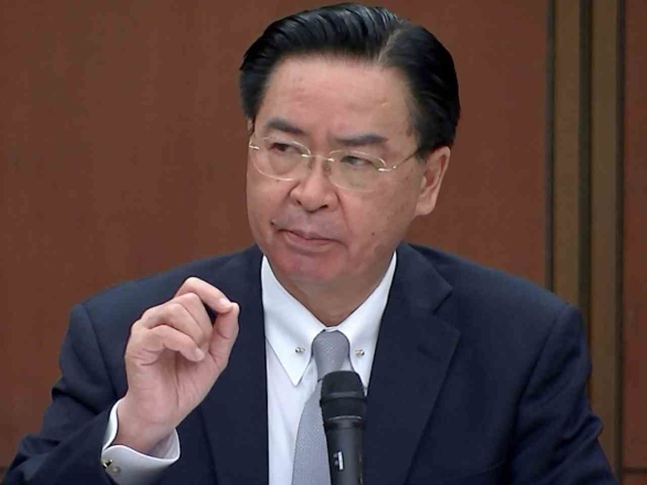 aiwanese Foreign Minister Joseph Wu speaks during a briefing Wednesday, April 7, 2021, in Taipei, Taiwan.