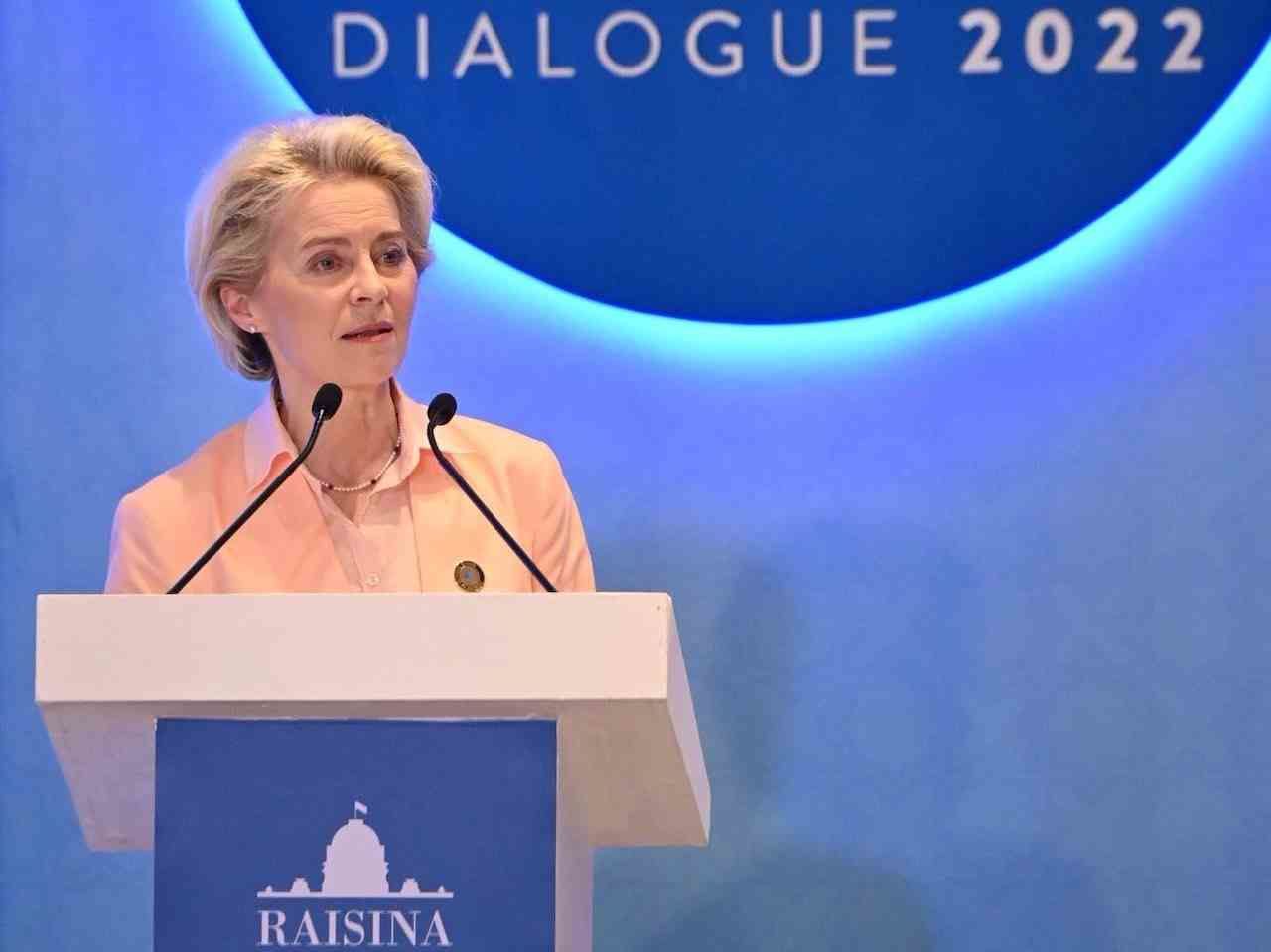 President of European Commission Ms. Ursula von der Leyen speaking at the Raisina Dialogue conference in New Delhi.