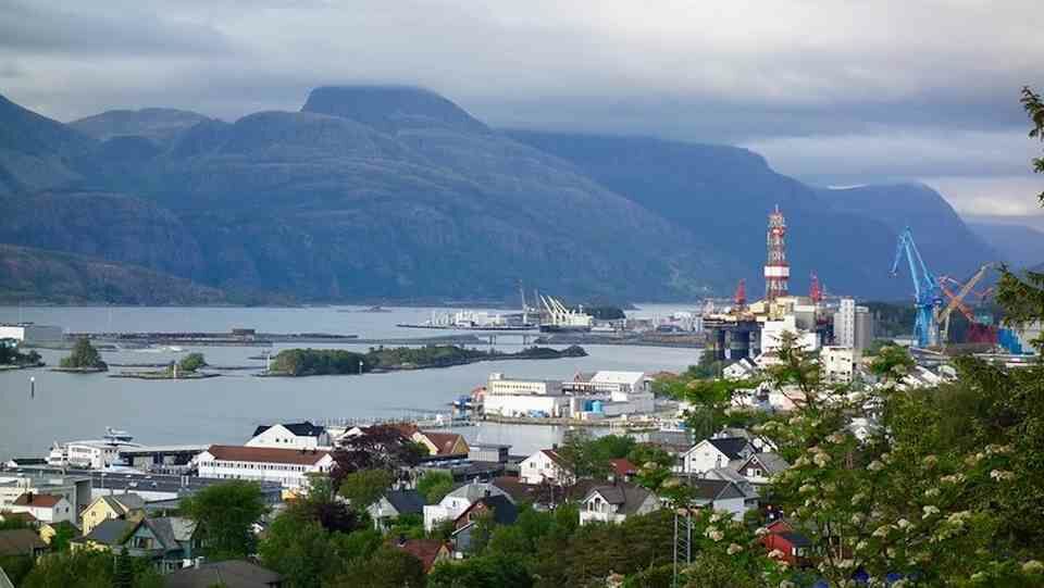 Oil infrastructure in the town of Florø, Norway
